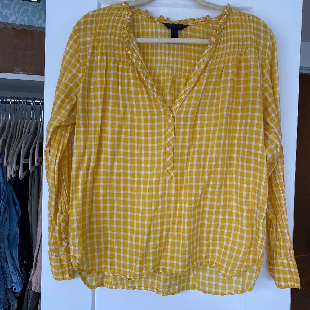 J. Crew Ruffle Plaid Shirt